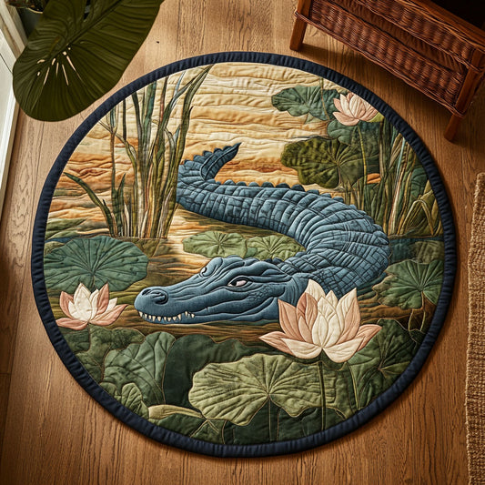 Pond Alligator WY1908021CL Quilted Round Mat