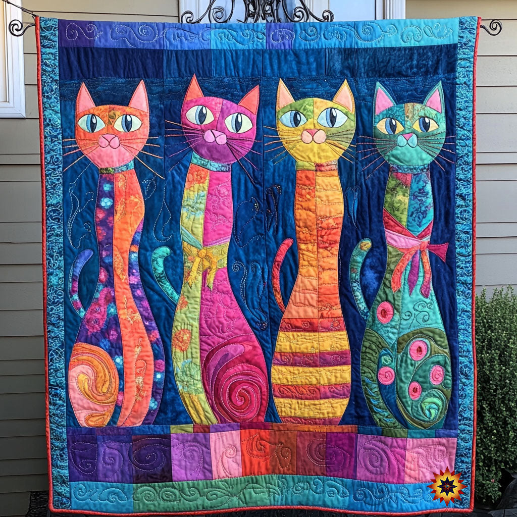 Colorful Portrait Cat WY3012007CL Quilt