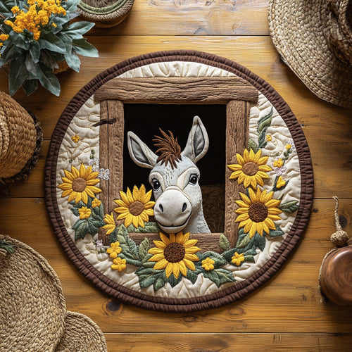Donkey In Bloom WY0306011CL Quilted Round Mat