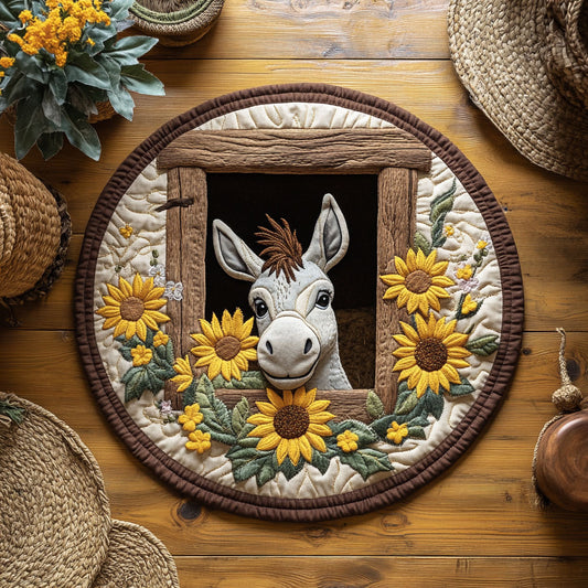 Donkey In Bloom WY0306011CL Quilted Round Mat