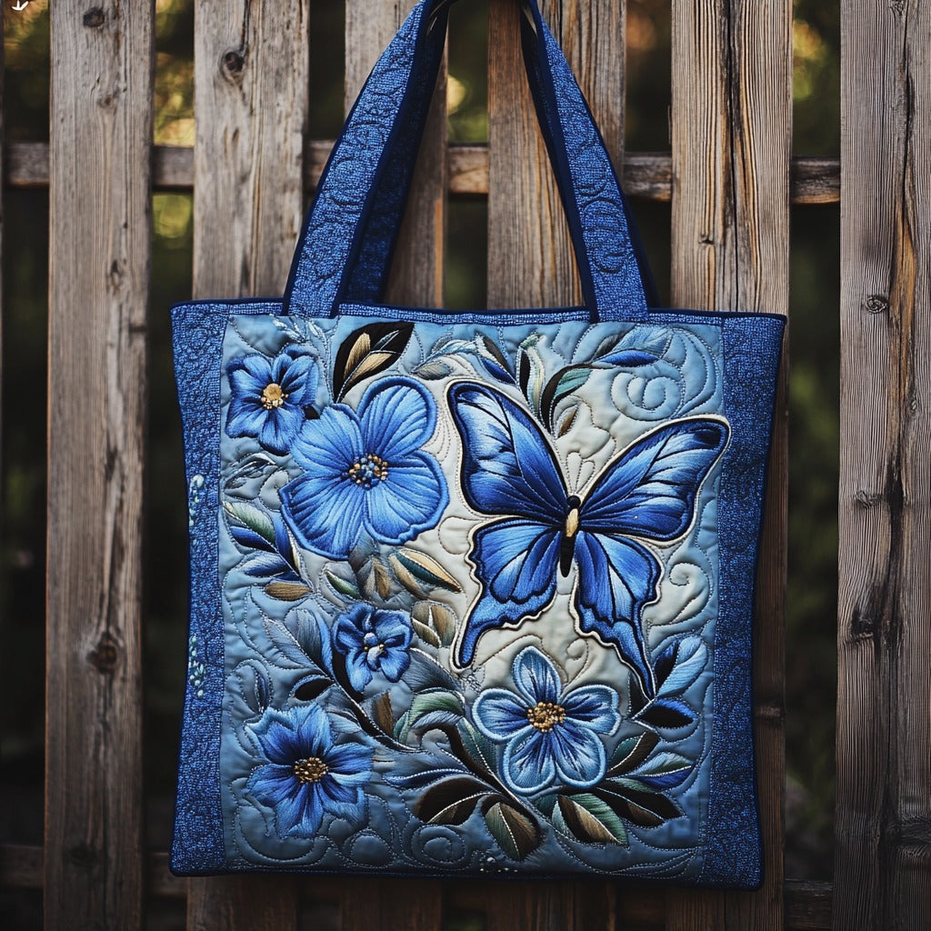 Blue Butterfly XR251101CL Quilted Tote Bag