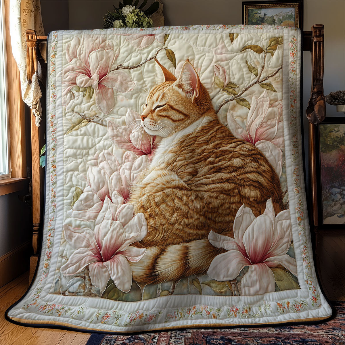 Cute Cat In Magnolia WY2003062CL Quilt