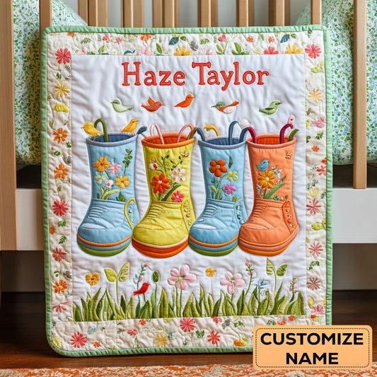 Sunny Boots WN2407066CL Personalized Baby Quilt