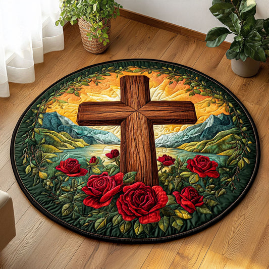 Cross Flower WX0605011CL Quilted Round Mat