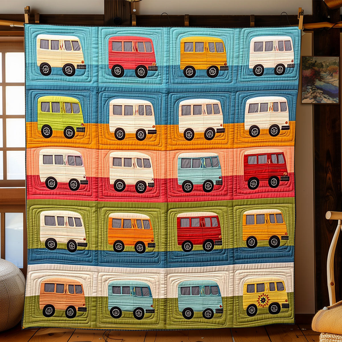 Vintage Camper Van WJ1912037CL Quilt