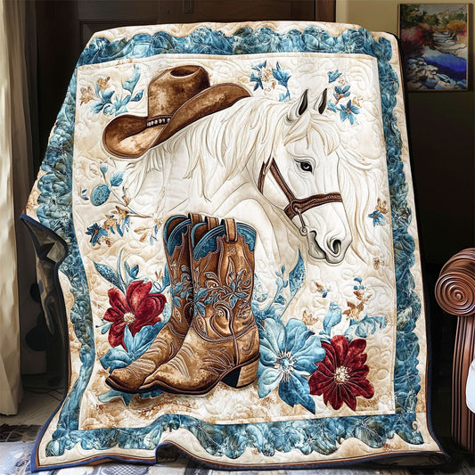 Cowboy And White Horse WY1701032CL Quilt