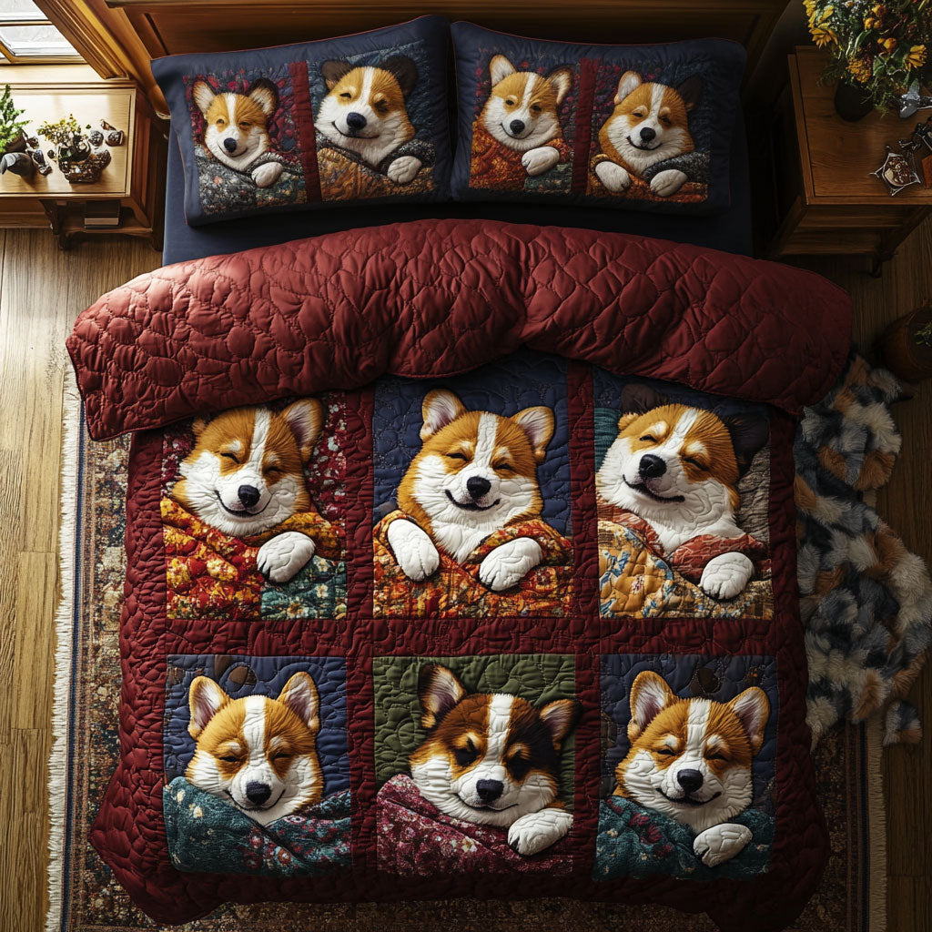 Corgi Dream Blocks WN1207009CL Duvet Cover Set