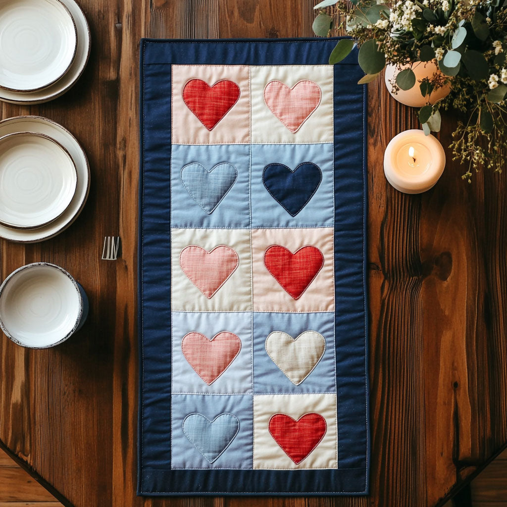 Cozy Heart CW1501087CL Quilted Table Runner