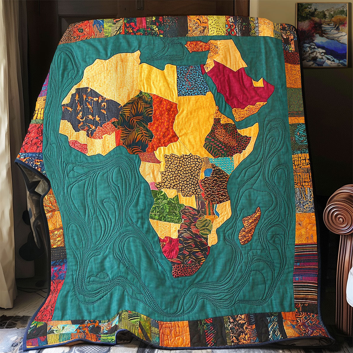 Cushion Africa Map WY0303010CL Quilt