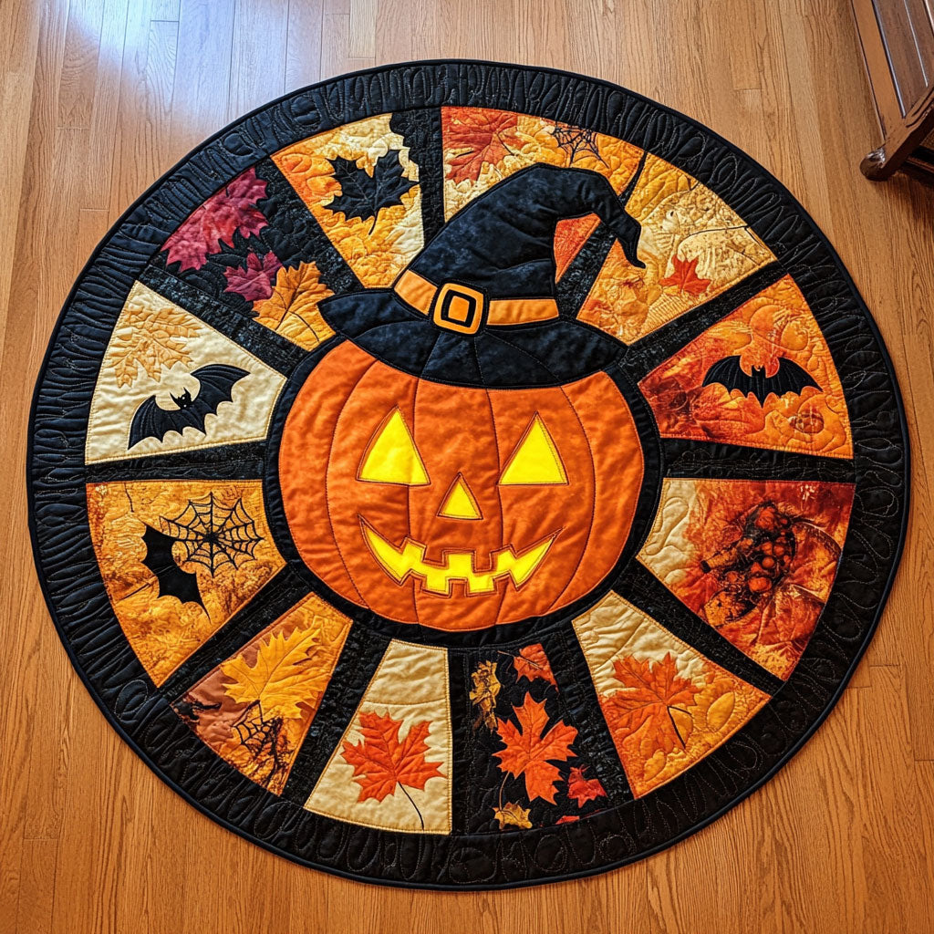 Spooky Pumpkin Lane CW1208020CL Quilted Round Mat