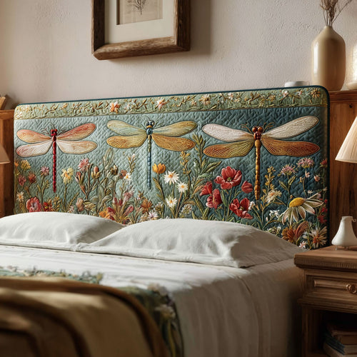 Dragonfly Floral Garden CW3012011CL Quilted Headboard Slipcover