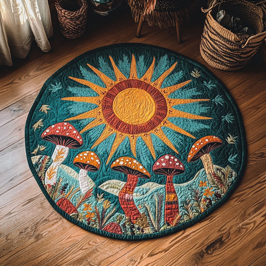 Boho Sunshine Mushroom WY3006016CL Quilted Round Mat