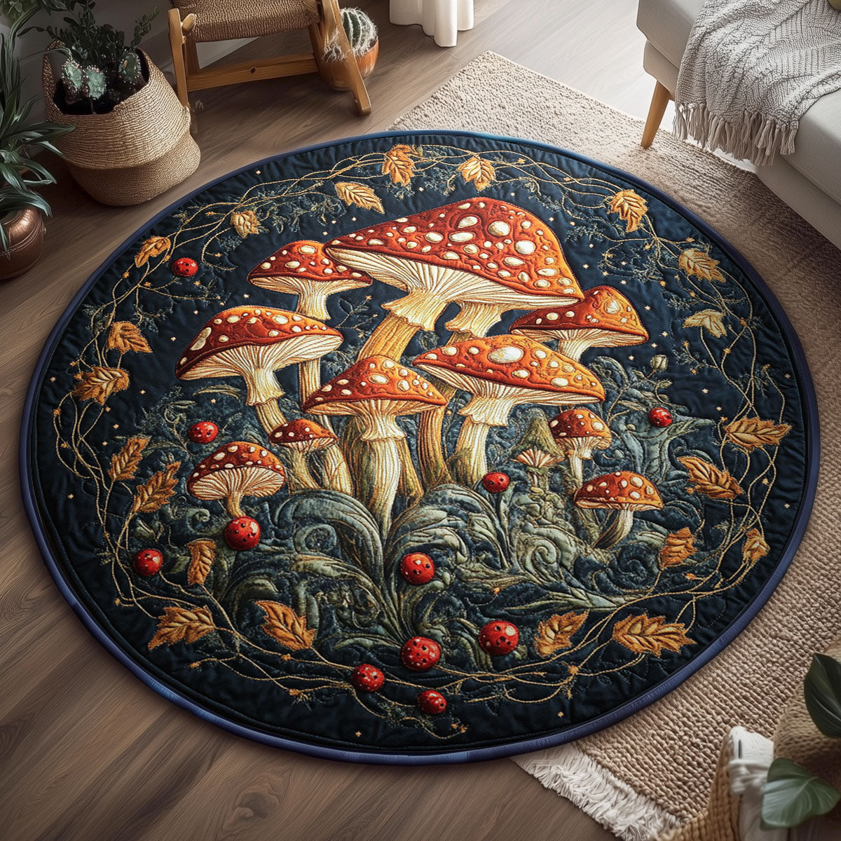 Spotted Shrooms WY2203089CL Quilted Round Mat