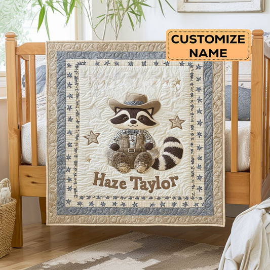 Western Raccoon WN3007112CL Personalized Baby Quilt