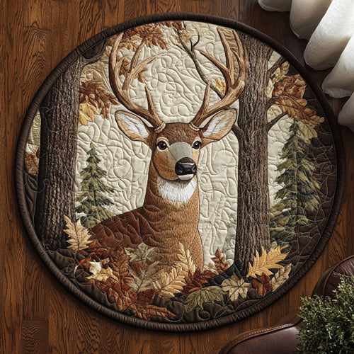 Deer In Forest WX2203110CL Quilted Round Mat