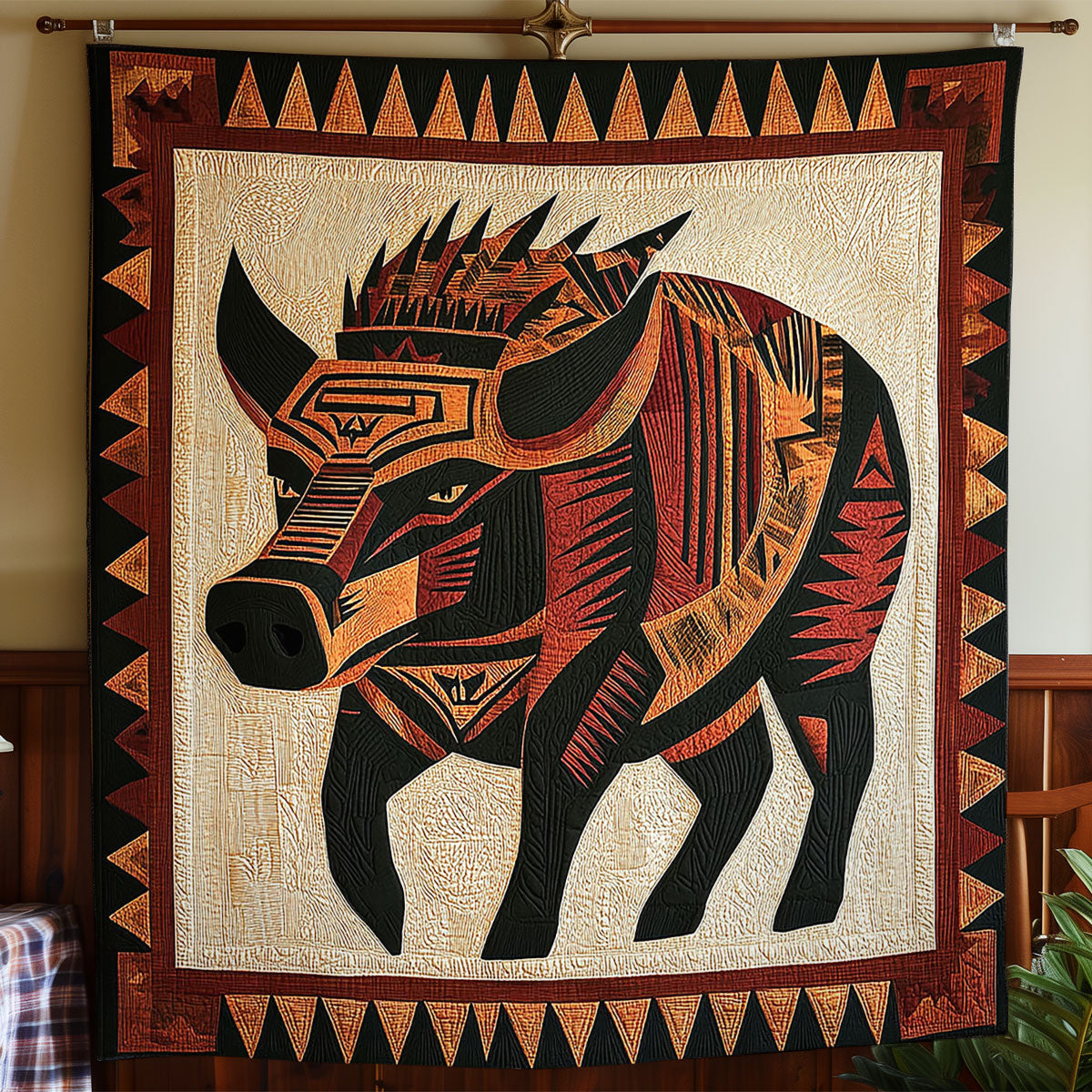 Tribal Boar CP2605036CL Quilt