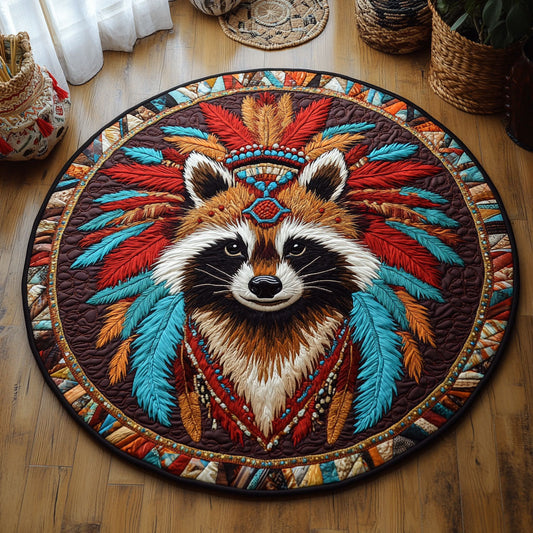 Aboriginal Raccoon WY2904045CL Quilted Round Mat