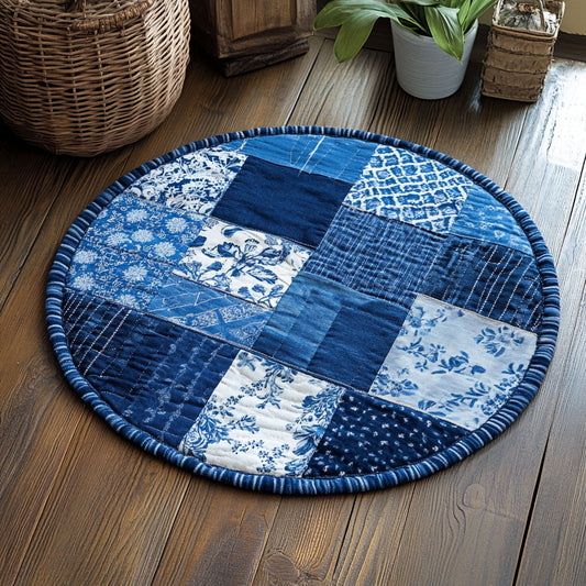 Denim Patchwork WU2103100CL Quilted Round Mat