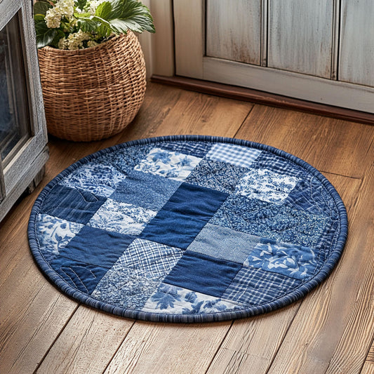 Denim Patchwork WU2103102CL Quilted Round Mat