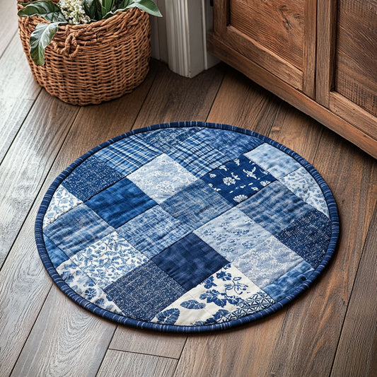 Denim Patchwork WU2103103CL Quilted Round Mat