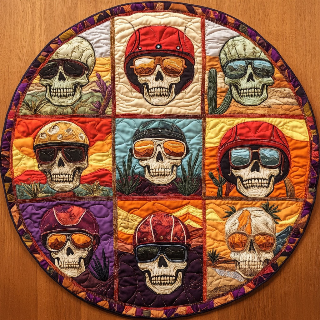 Desert Rider Skull WN0908019CL Quilted Round Mat