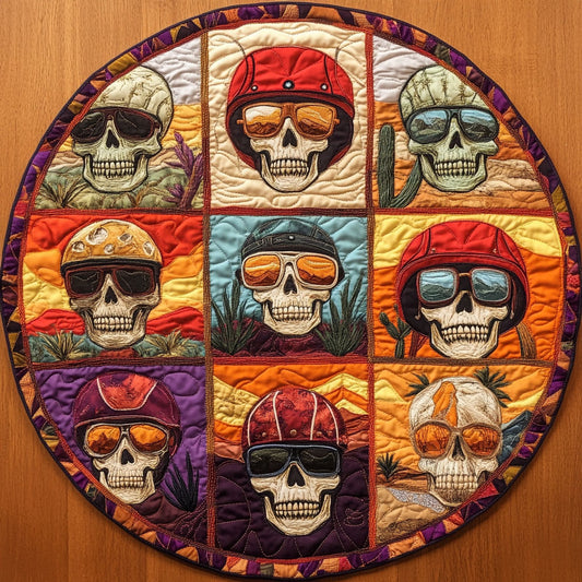 Desert Rider Skull WN0908019CL Quilted Round Mat