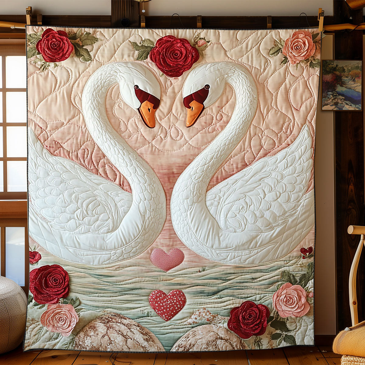 Swan In Love WJ1501025CL Quilt