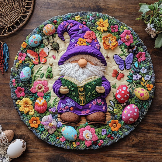 Spring Gnome  Easter Eggs WY0107017CL Quilted Round Mat