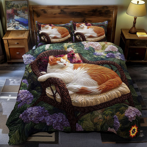 Cat Sleeping In Garden WY2712085CL Duvet Cover Set