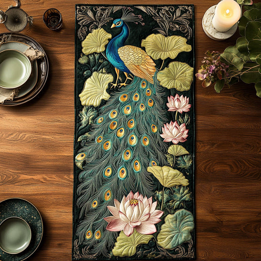 Peacock Lotus CW0107040CL Quilted Table Runner