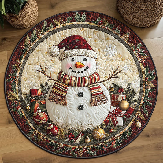 Sparkling Snowman WN0309093CL Quilted Round Mat