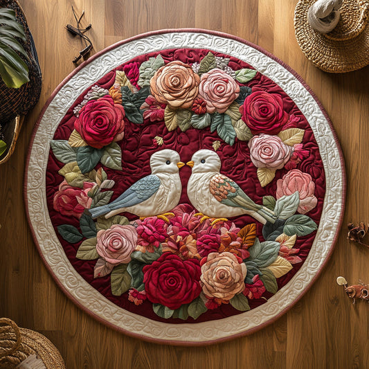 Couple Bird In Rose WY1906039CL Quilted Round Mat