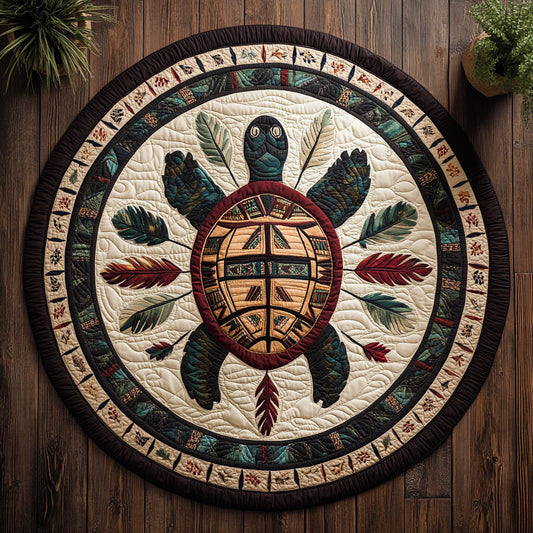 Tribal Turtle CW1007045CL Quilted Round Mat