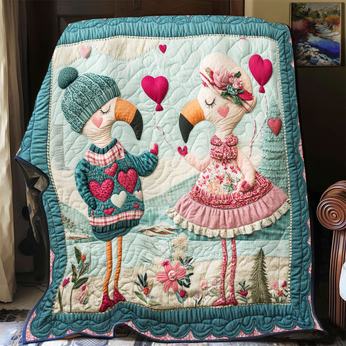 Flamingo Couple In Valentine WY1801067CL Quilt