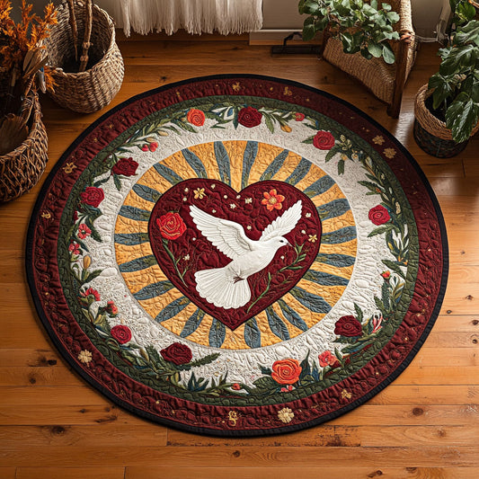 Heart Radiant Dove WY3006095CL Quilted Round Mat