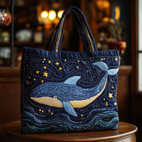 Midnight Whale CW1401036CL Quilted Tote Bag