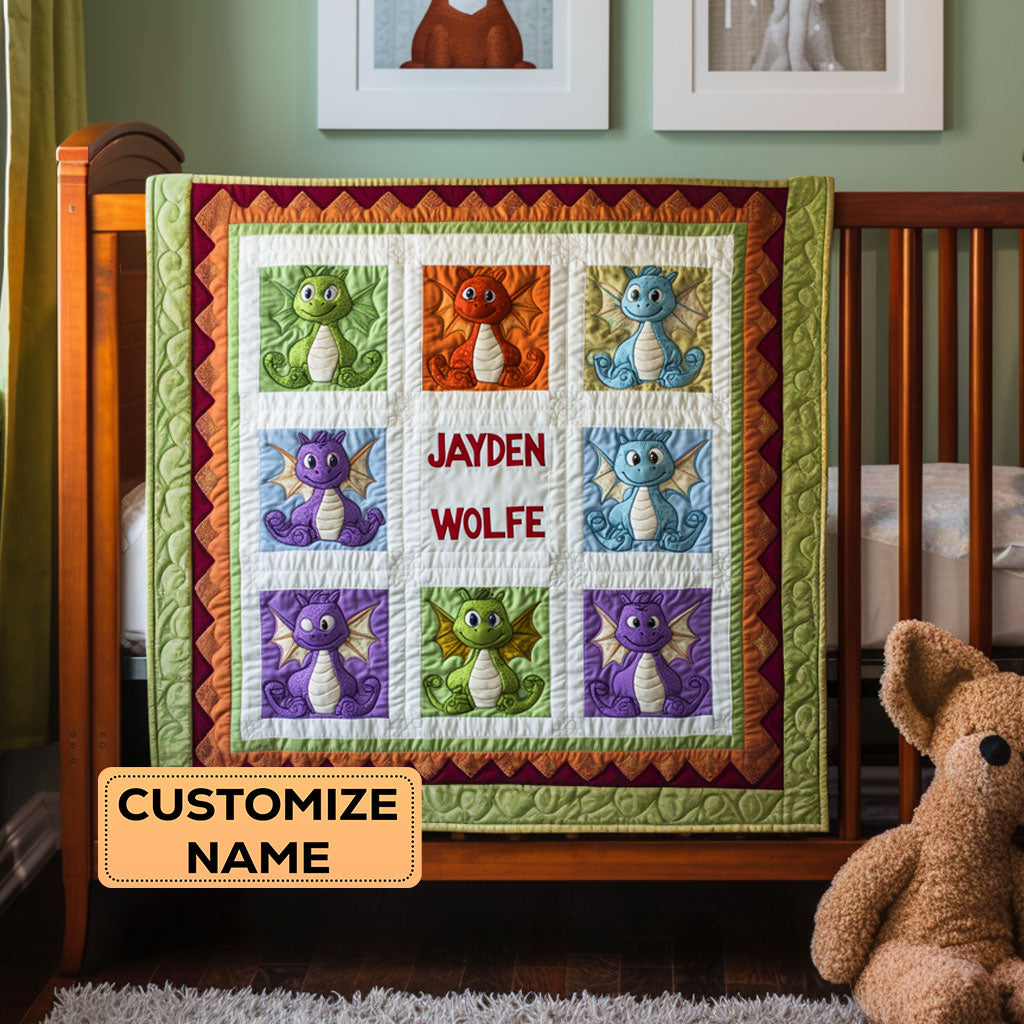 Baby Dragon Friends WY2807004CL Personalized Baby Quilt