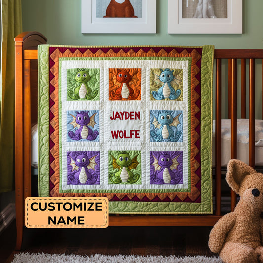 Baby Dragon Friends WY2807004CL Personalized Baby Quilt