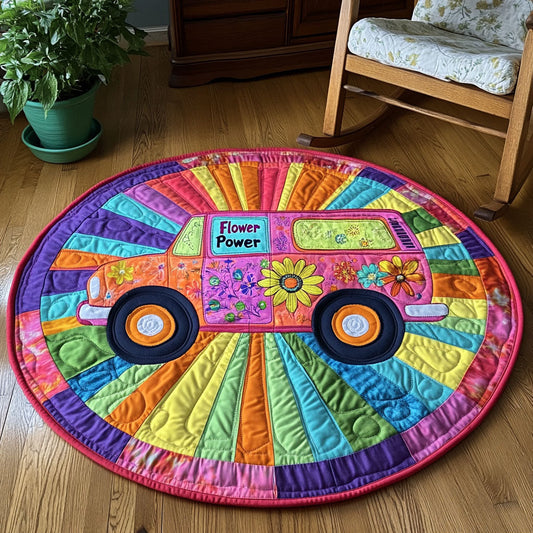 Retro Hippie Van WJ1004045CL Quilted Round Mat