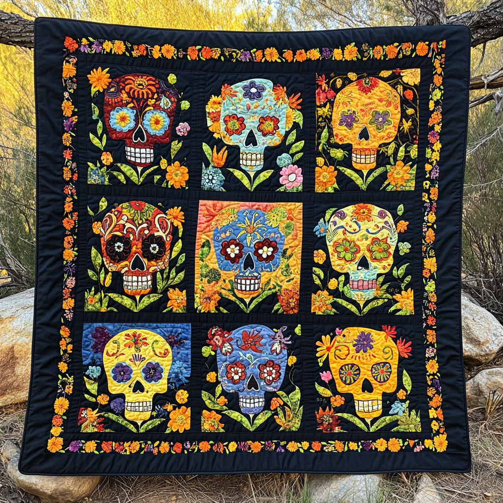 Floral Skull Patchwork WY1108031CL Quilt