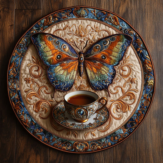 Butterfly Tea WN0406028CL Quilted Round Mat