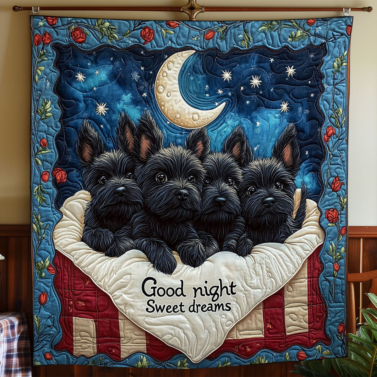 Terrier In Night WY0901056CL Quilt