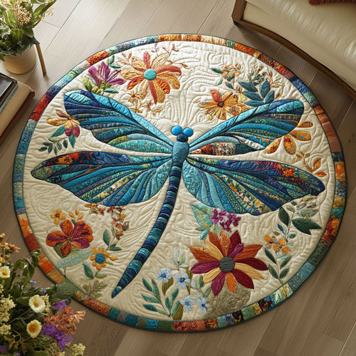 Dragonfly Flower WX2203114CL Quilted Round Mat