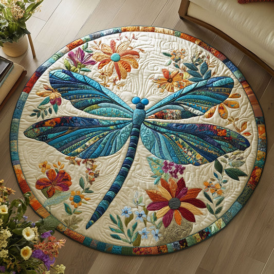 Dragonfly Flower WX2203114CL Quilted Round Mat