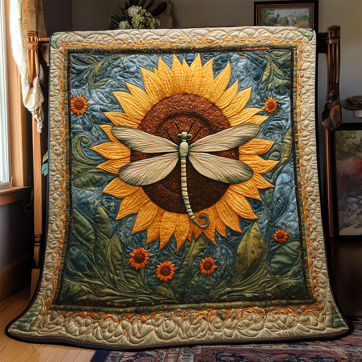 Dragonfly Sunflower WX1703018CL Quilt