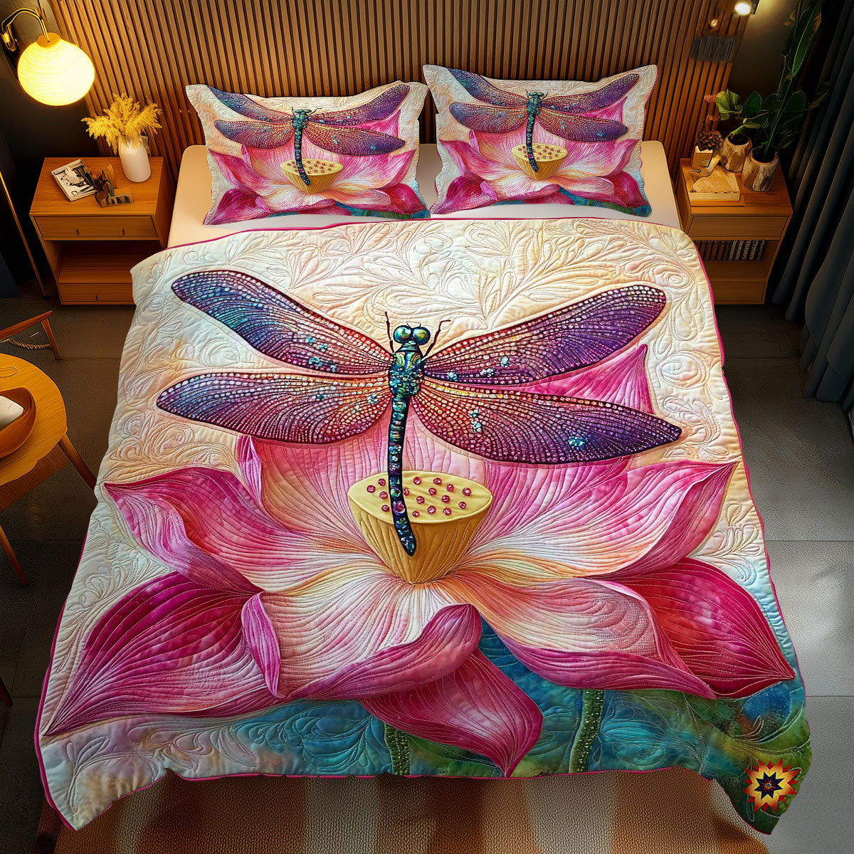 Dragonfly And Lotus WY2512040CL Duvet Cover Set