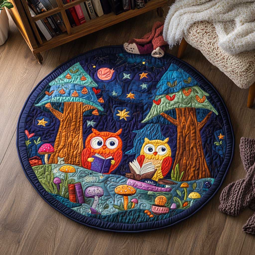 Witty Owl Watchers WN2503148CL Quilted Round Mat