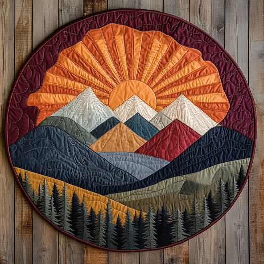 Sunlit Majesty Mountain WN1208082CL Quilted Round Mat