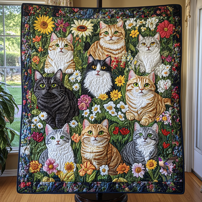 Cat On Flower Garden YR0312004CL Quilt