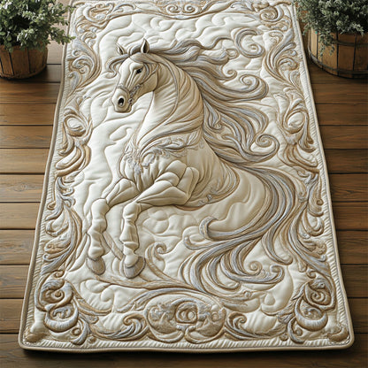 White Gallop Horse WY2404042CL Quilted Table Runner